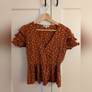 madewell peplum polkadot blouse shirt